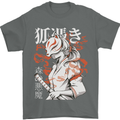 Japanese Kitsune Paranormal Fox Mens T-Shirt 100% Cotton Charcoal