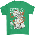 Japanese Kitsune Paranormal Fox Mens T-Shirt 100% Cotton Irish Green
