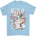 Japanese Kitsune Paranormal Fox Mens T-Shirt 100% Cotton Light Blue