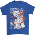 Japanese Kitsune Paranormal Fox Mens T-Shirt 100% Cotton Royal Blue