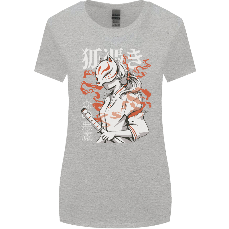 Japanese Kitsune Paranormal Fox Womens Wider Cut T-Shirt Sports Grey