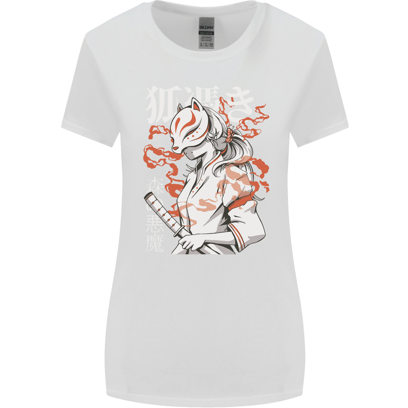 Japanese Kitsune Paranormal Fox Womens Wider Cut T-Shirt White
