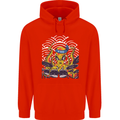 Japanese Octopus Drummer Drumming Drums Childrens Kids Hoodie Bright Red