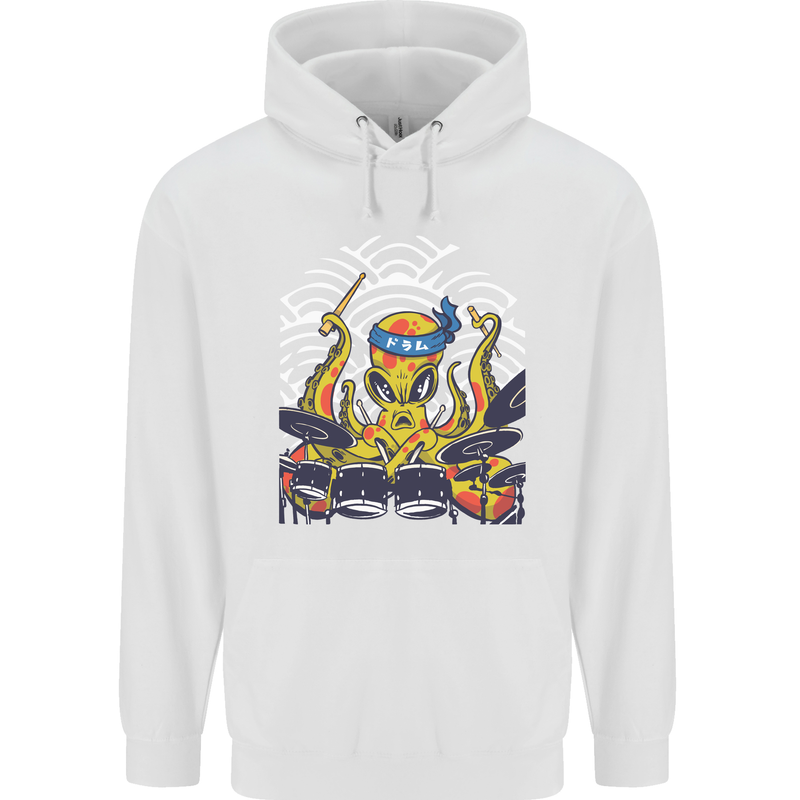 Japanese Octopus Drummer Drumming Drums Childrens Kids Hoodie White