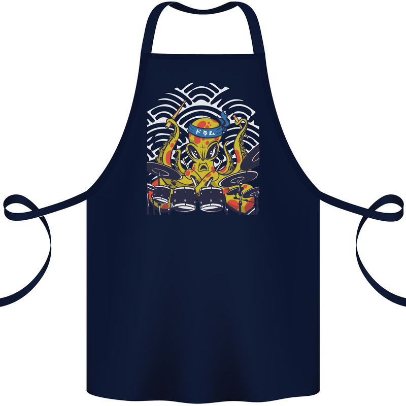 Japanese Octopus Drummer Drumming Drums Cotton Apron 100% Organic Navy Blue