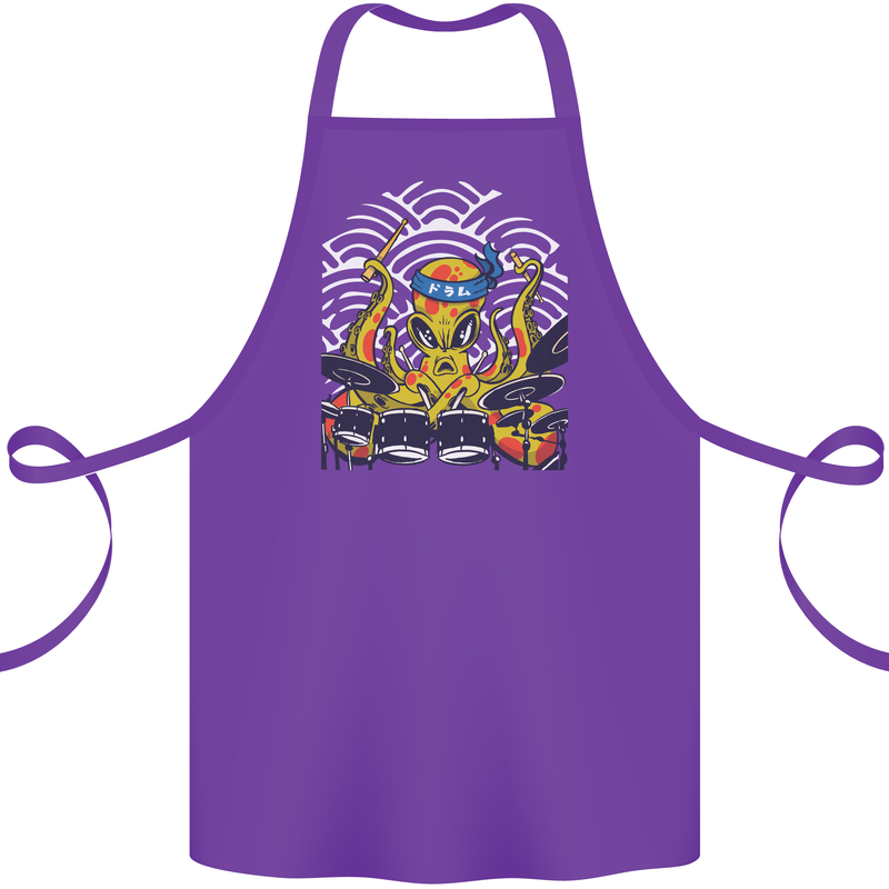 Japanese Octopus Drummer Drumming Drums Cotton Apron 100% Organic Purple