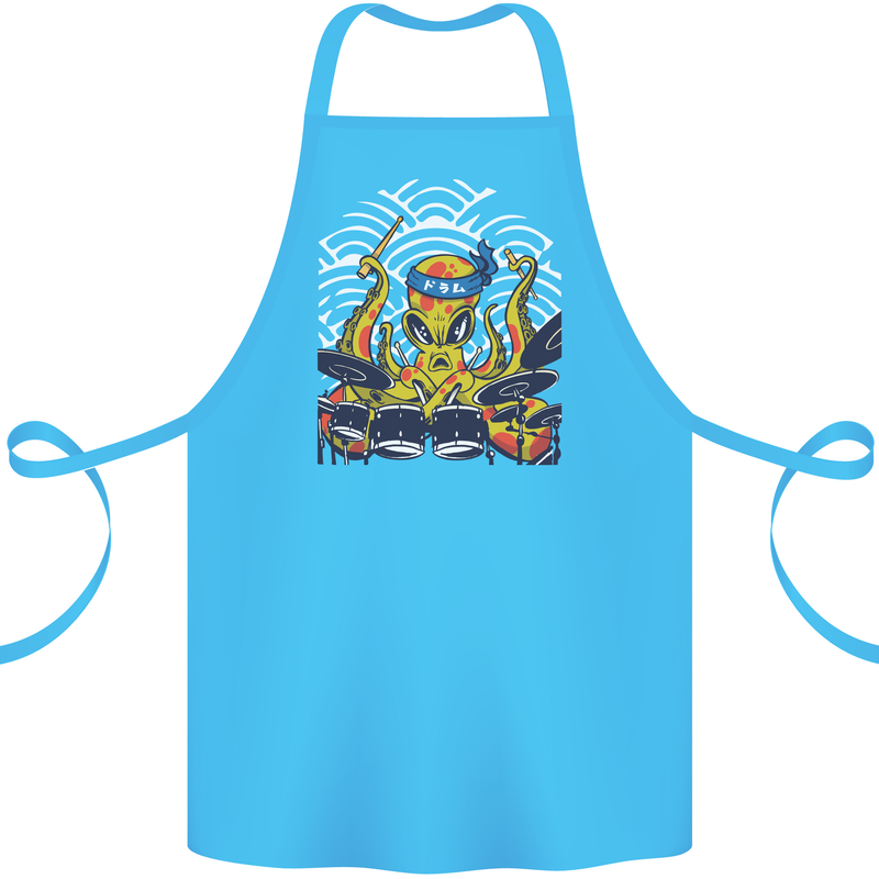 Japanese Octopus Drummer Drumming Drums Cotton Apron 100% Organic Turquoise