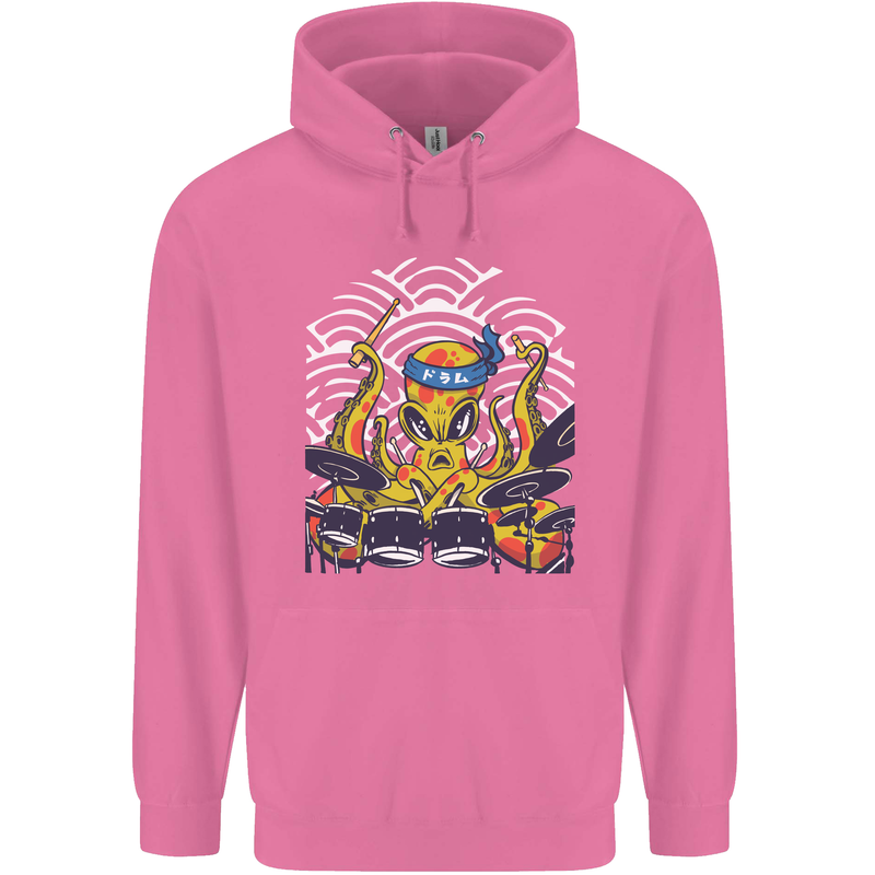 Japanese Octopus Drummer Drumming Drums Mens 80% Cotton Hoodie Azelea