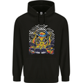 Japanese Octopus Drummer Drumming Drums Mens 80% Cotton Hoodie Black