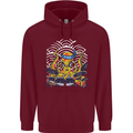 Japanese Octopus Drummer Drumming Drums Mens 80% Cotton Hoodie Maroon