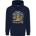 Japanese Octopus Drummer Drumming Drums Mens 80% Cotton Hoodie Navy Blue