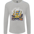 Japanese Octopus Drummer Drumming Drums Mens Long Sleeve T-Shirt Sports Grey