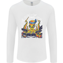 Japanese Octopus Drummer Drumming Drums Mens Long Sleeve T-Shirt White