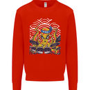 Japanese Octopus Drummer Drumming Drums Mens Sweatshirt Jumper Bright Red