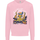 Japanese Octopus Drummer Drumming Drums Mens Sweatshirt Jumper Light Pink