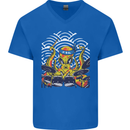 Japanese Octopus Drummer Drumming Drums Mens V-Neck Cotton T-Shirt Royal Blue