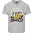 Japanese Octopus Drummer Drumming Drums Mens V-Neck Cotton T-Shirt Sports Grey