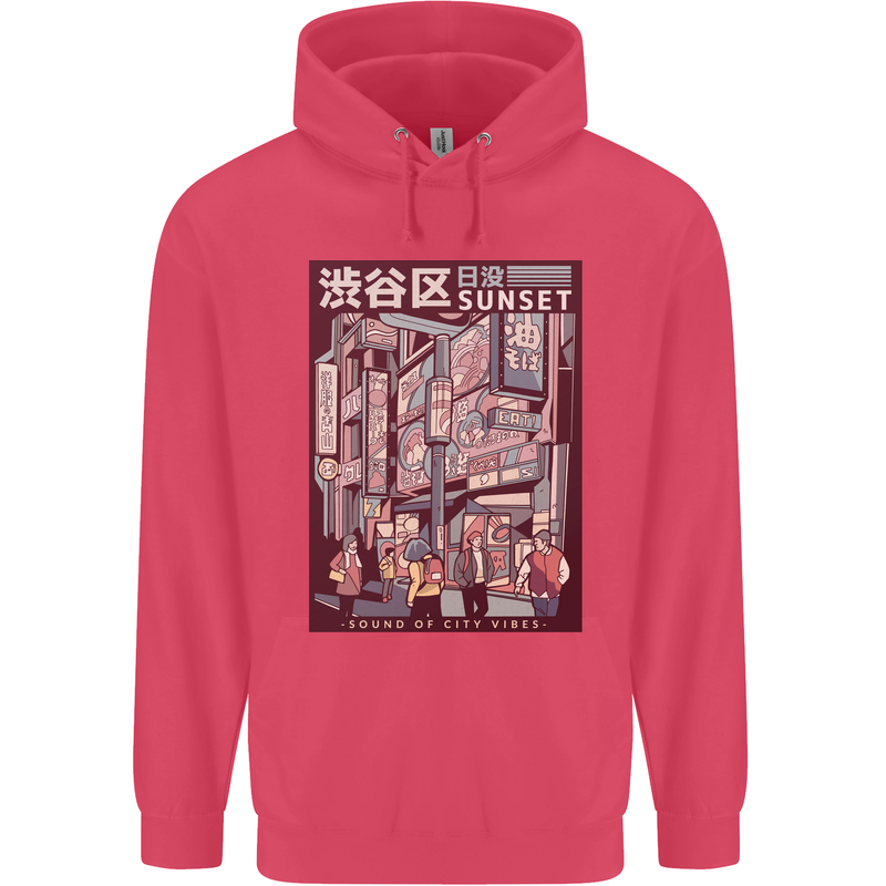Japanese Sound of City Vibes Japan Childrens Kids Hoodie Heliconia