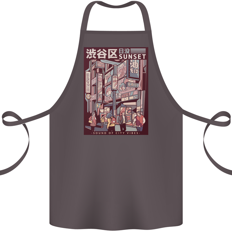 Japanese Sound of City Vibes Japan Cotton Apron 100% Organic Dark Grey