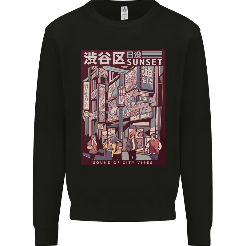 Japanese Sound of City Vibes Japan Kids Sweatshirt Jumper Black