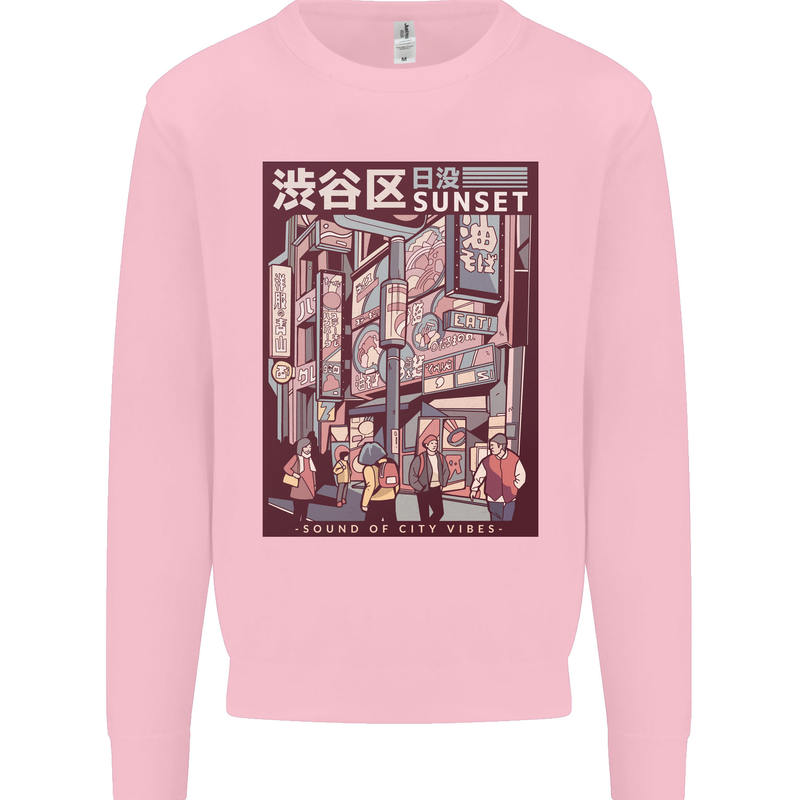 Japanese Sound of City Vibes Japan Kids Sweatshirt Jumper Light Pink