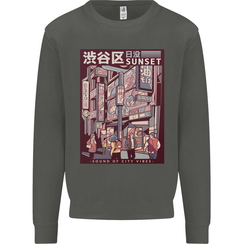 Japanese Sound of City Vibes Japan Kids Sweatshirt Jumper Storm Grey
