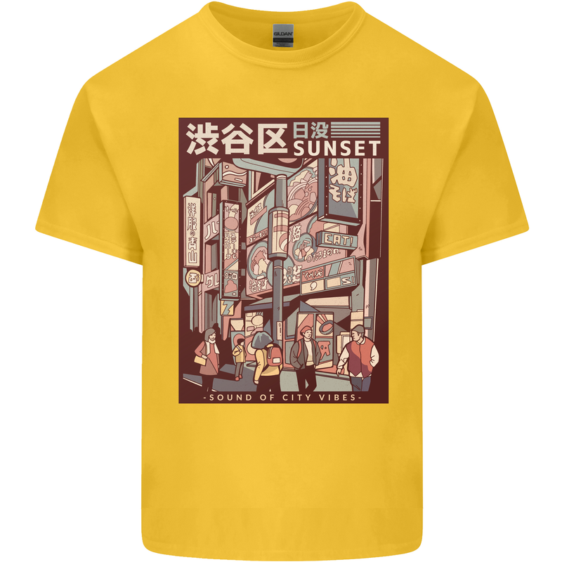 Japanese Sound of City Vibes Japan Kids T-Shirt Childrens Yellow