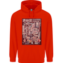 Japanese Sound of City Vibes Japan Mens 80% Cotton Hoodie Bright Red