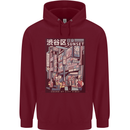 Japanese Sound of City Vibes Japan Mens 80% Cotton Hoodie Maroon