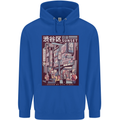 Japanese Sound of City Vibes Japan Mens 80% Cotton Hoodie Royal Blue