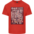 Japanese Sound of City Vibes Japan Mens Cotton T-Shirt Tee Top Red