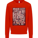 Japanese Sound of City Vibes Japan Mens Sweatshirt Jumper Bright Red