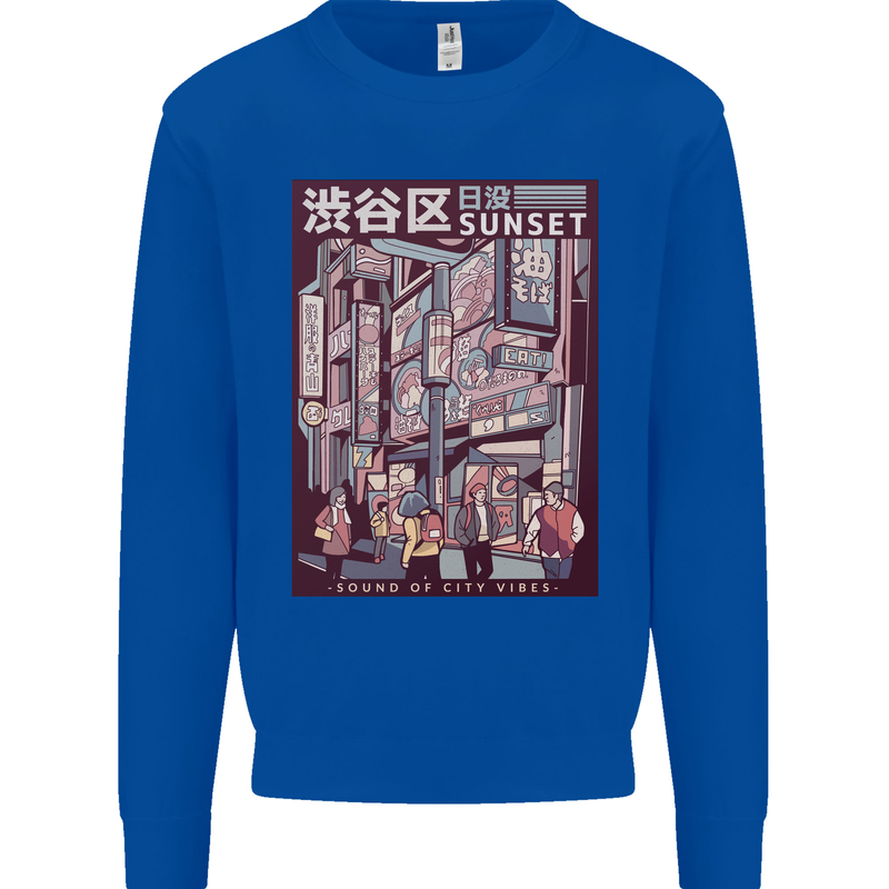 Japanese Sound of City Vibes Japan Mens Sweatshirt Jumper Royal Blue