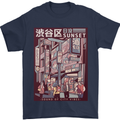 Japanese Sound of City Vibes Japan Mens T-Shirt Cotton Gildan Navy Blue
