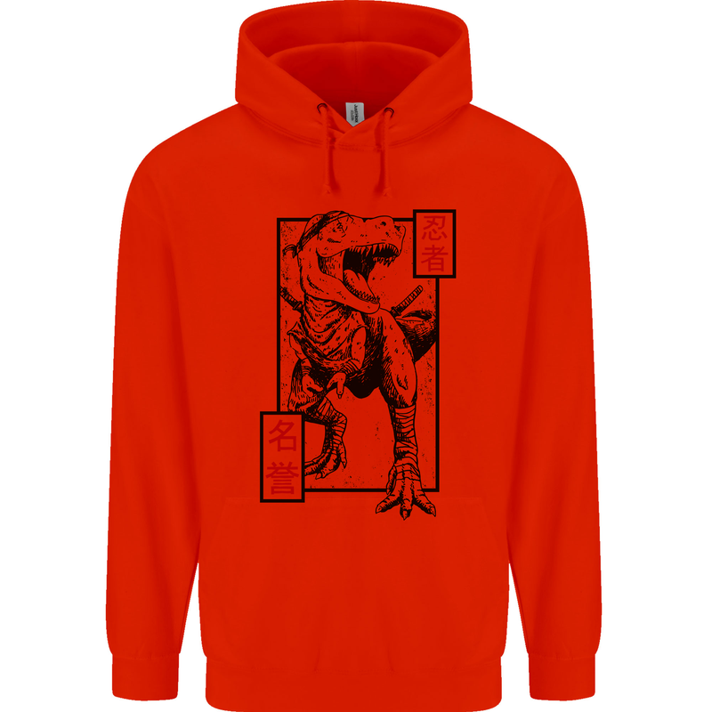 Japanese T-Rex Ninja MMA Mixed Martial Arts Childrens Kids Hoodie Bright Red