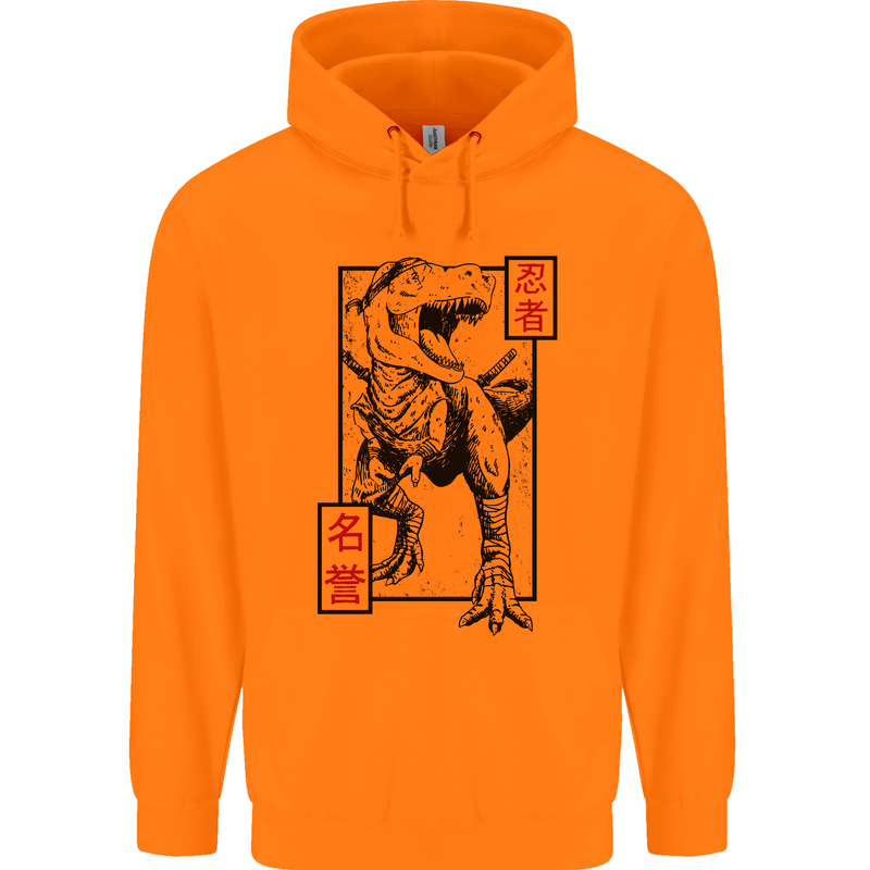 Japanese T-Rex Ninja MMA Mixed Martial Arts Childrens Kids Hoodie Orange