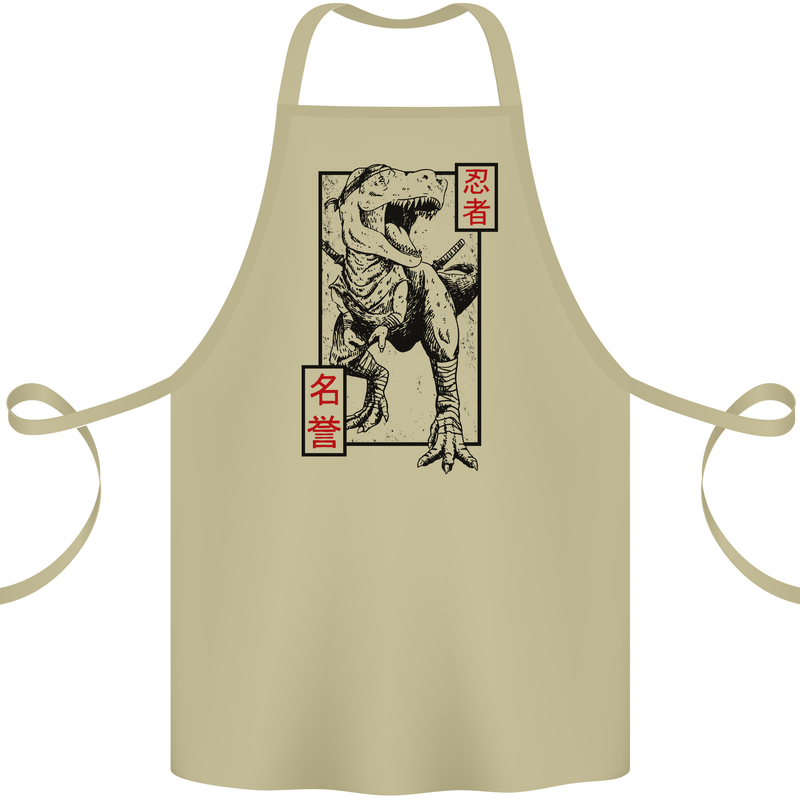 Japanese T-Rex Ninja MMA Mixed Martial Arts Cotton Apron 100% Organic Khaki