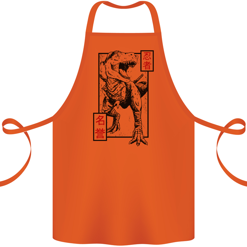 Japanese T-Rex Ninja MMA Mixed Martial Arts Cotton Apron 100% Organic Orange