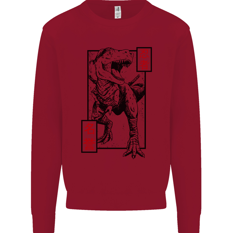 Japanese T-Rex Ninja MMA Mixed Martial Arts Kids Sweatshirt Jumper Red