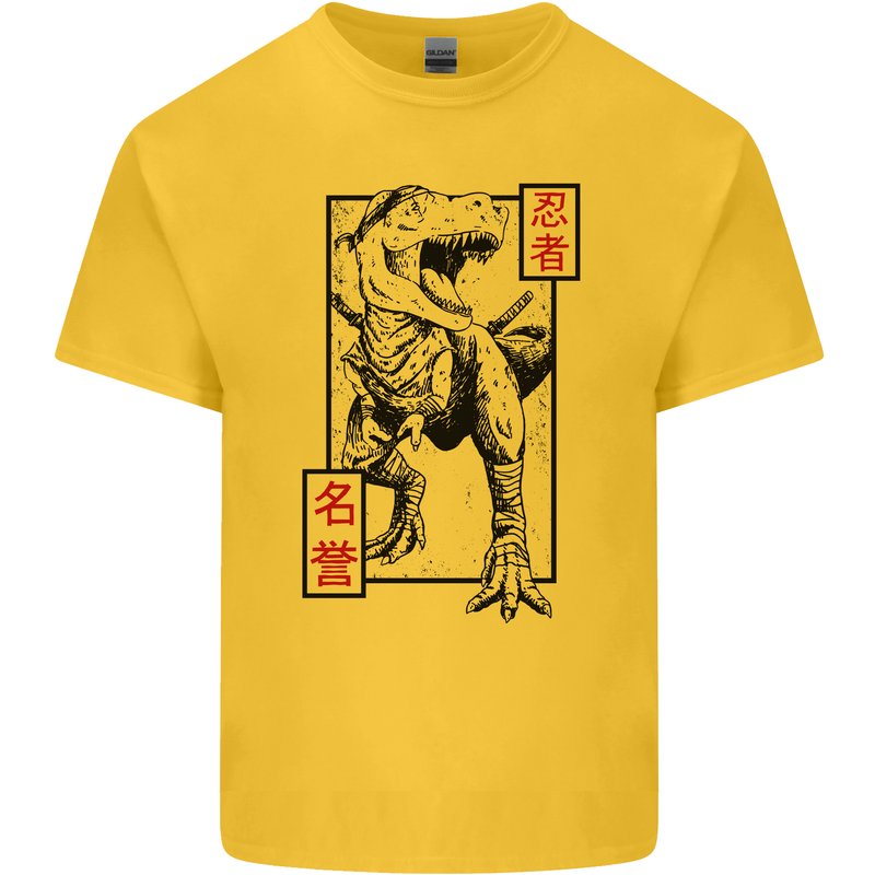 Japanese T-Rex Ninja MMA Mixed Martial Arts Kids T-Shirt Childrens Yellow