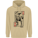 Japanese T-Rex Ninja MMA Mixed Martial Arts Mens 80% Cotton Hoodie Sand