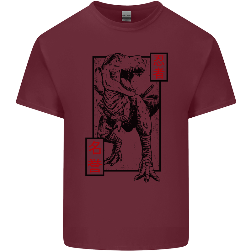 Japanese T-Rex Ninja MMA Mixed Martial Arts Mens Cotton T-Shirt Tee Top Maroon