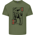 Japanese T-Rex Ninja MMA Mixed Martial Arts Mens Cotton T-Shirt Tee Top Military Green