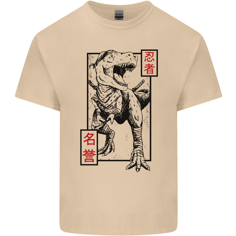 Japanese T-Rex Ninja MMA Mixed Martial Arts Mens Cotton T-Shirt Tee Top Sand