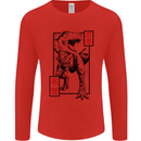 Japanese T-Rex Ninja MMA Mixed Martial Arts Mens Long Sleeve T-Shirt Red