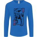 Japanese T-Rex Ninja MMA Mixed Martial Arts Mens Long Sleeve T-Shirt Royal Blue