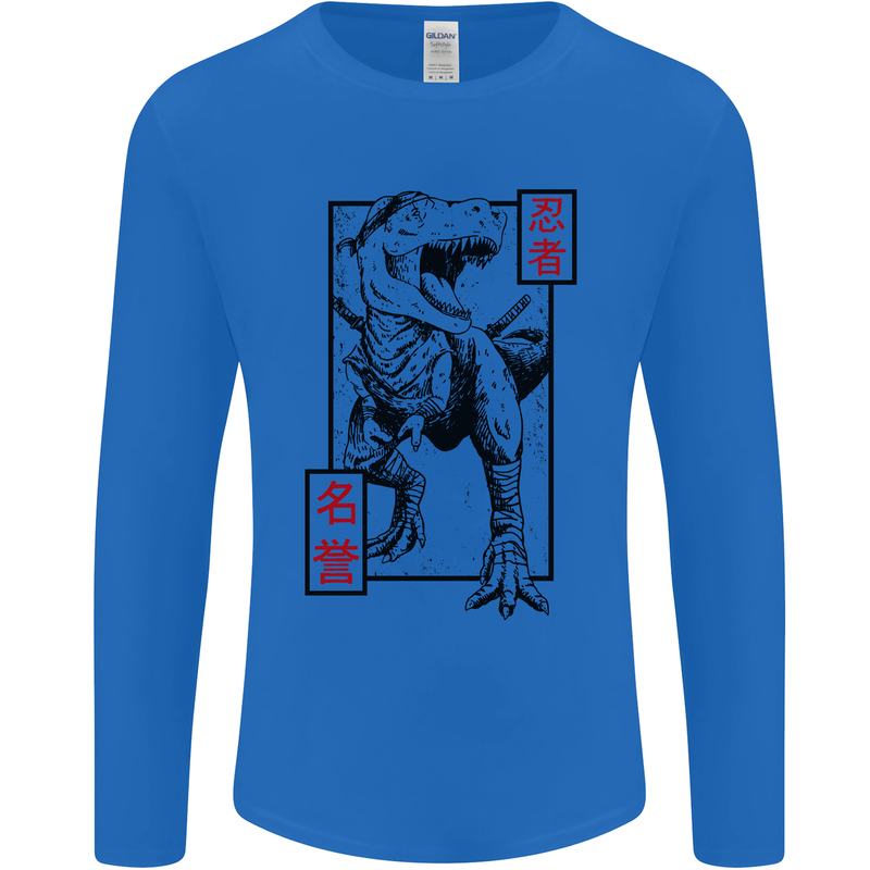 Japanese T-Rex Ninja MMA Mixed Martial Arts Mens Long Sleeve T-Shirt Royal Blue
