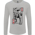 Japanese T-Rex Ninja MMA Mixed Martial Arts Mens Long Sleeve T-Shirt Sports Grey