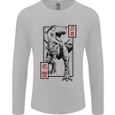 Japanese T-Rex Ninja MMA Mixed Martial Arts Mens Long Sleeve T-Shirt Sports Grey