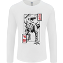 Japanese T-Rex Ninja MMA Mixed Martial Arts Mens Long Sleeve T-Shirt White